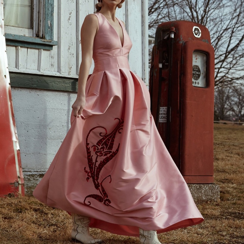 Anthropologie BHLDN Sachin & Babi Embellished Pink Sleeveless Gown